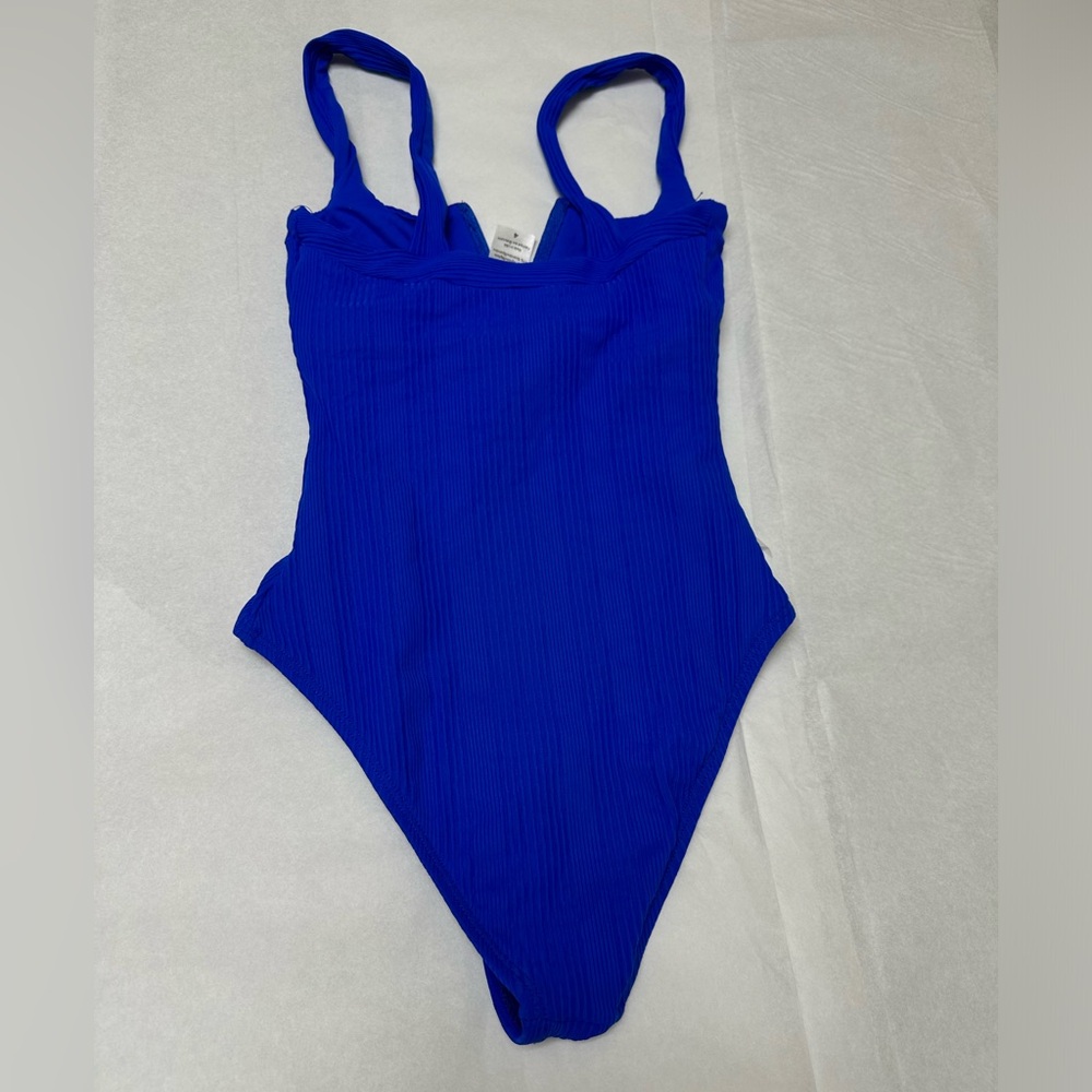 L*Space Women's Blue Pointelle Rib Classic One Piece Swimwear 🔥 - Picture 5 of 9